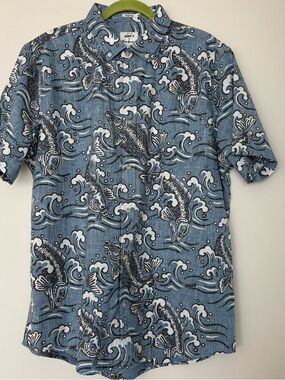 reyn spooner Blue Koi Wave Short-Sleeve Button-Up Shirt - New